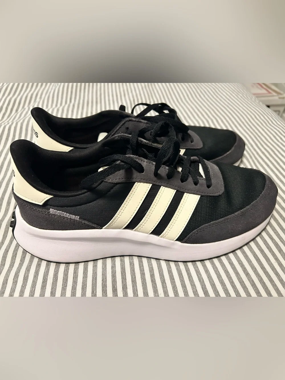 adidas Black Sneakers with Cream Stripes